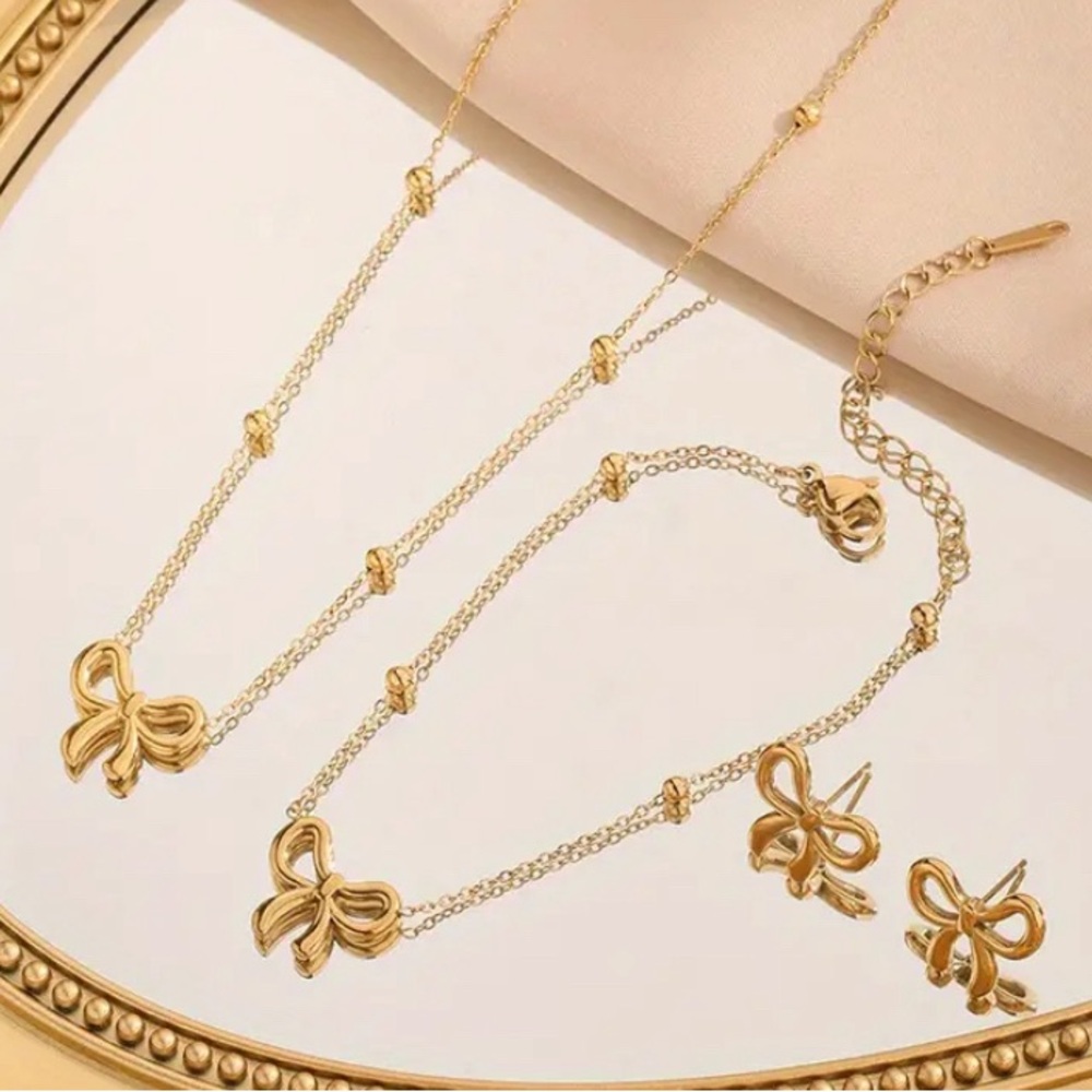 4PCS Golden stainless steel jewelry